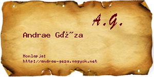 Andrae Géza névjegykártya
